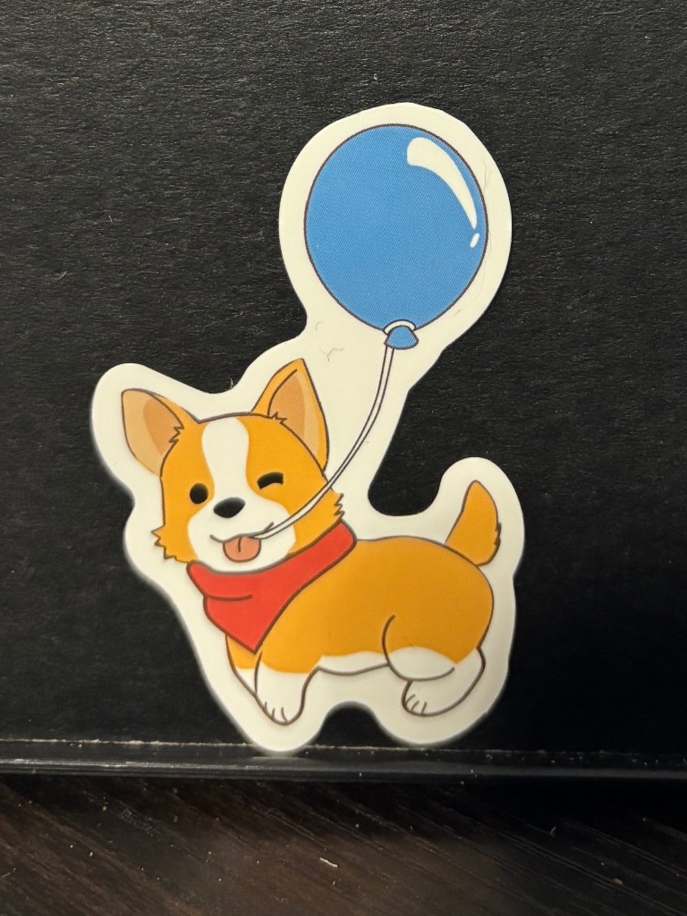 Corgi with Blue Balloon Sticker